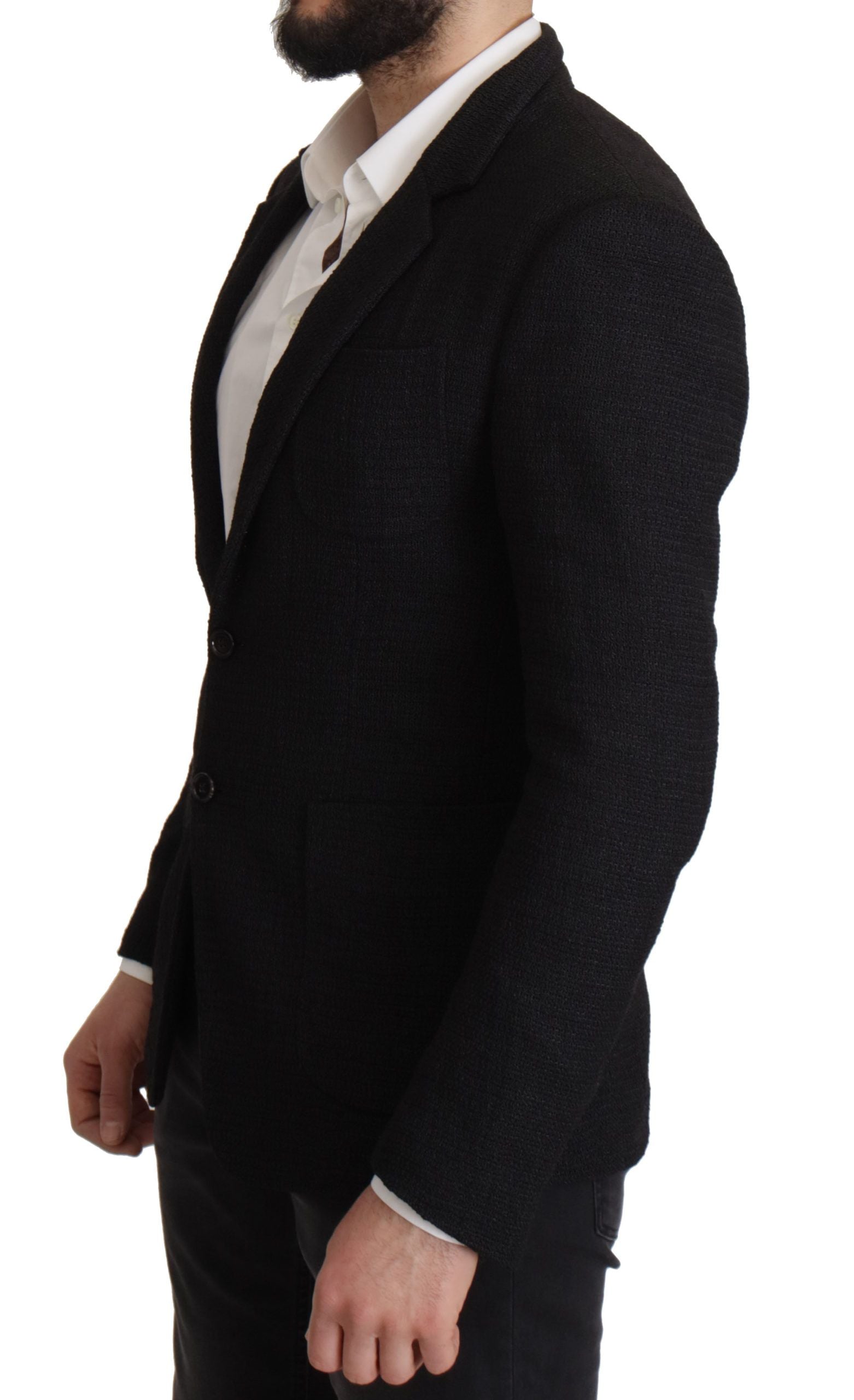 Schwarzer einreihiger Herren-Blazer