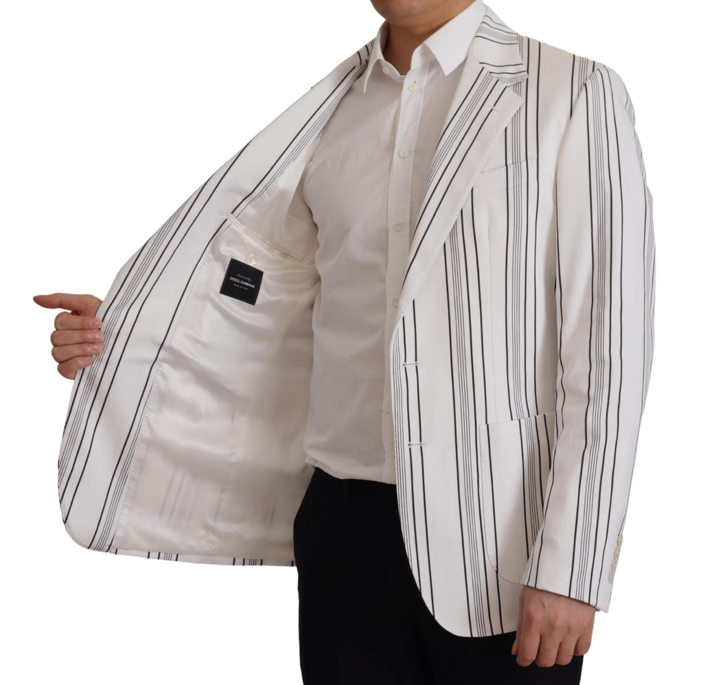 White Stripes Baumwoll-Blazer mit einer Knopfleiste