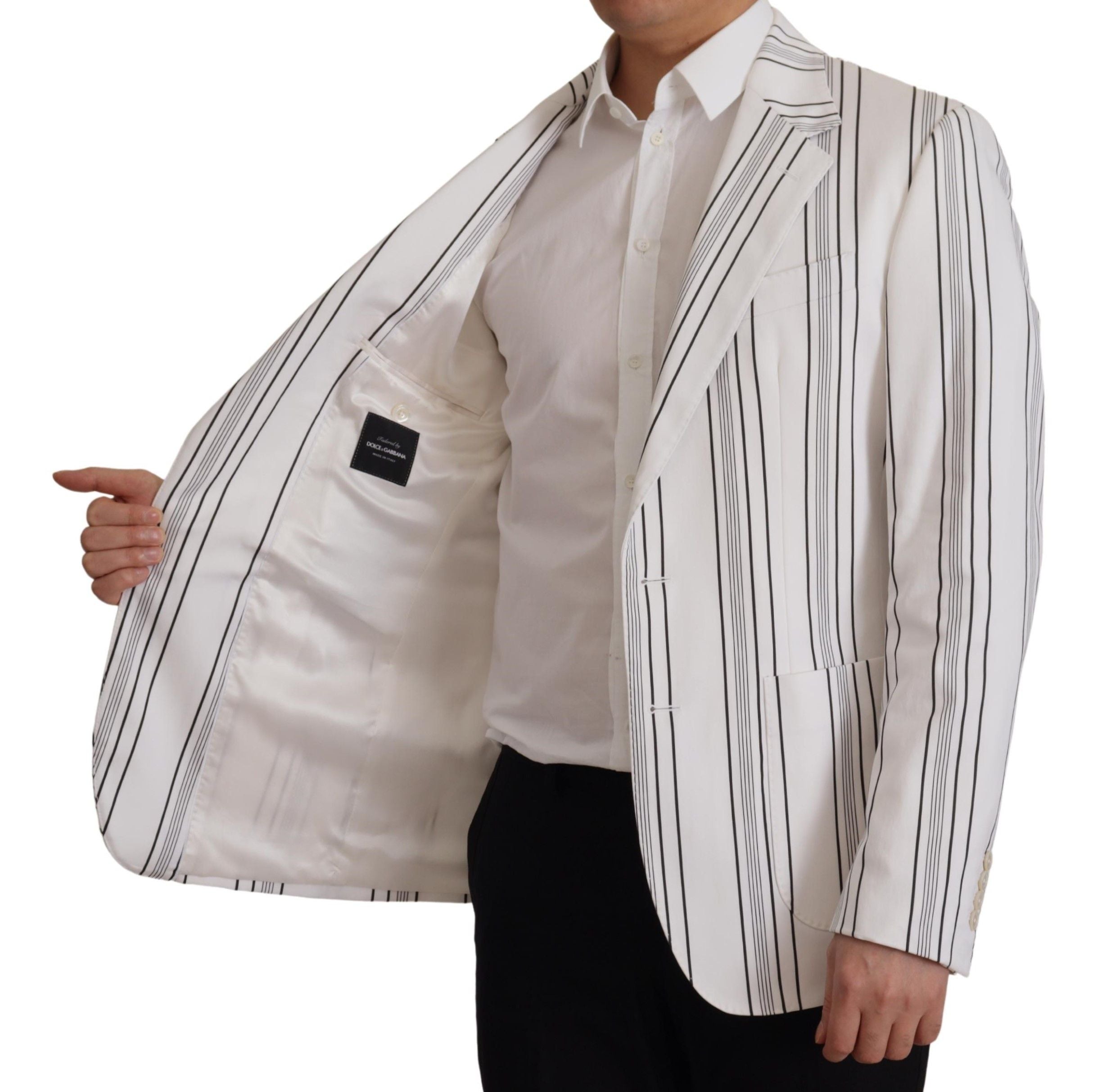 White Stripes Baumwoll-Blazer mit einer Knopfleiste