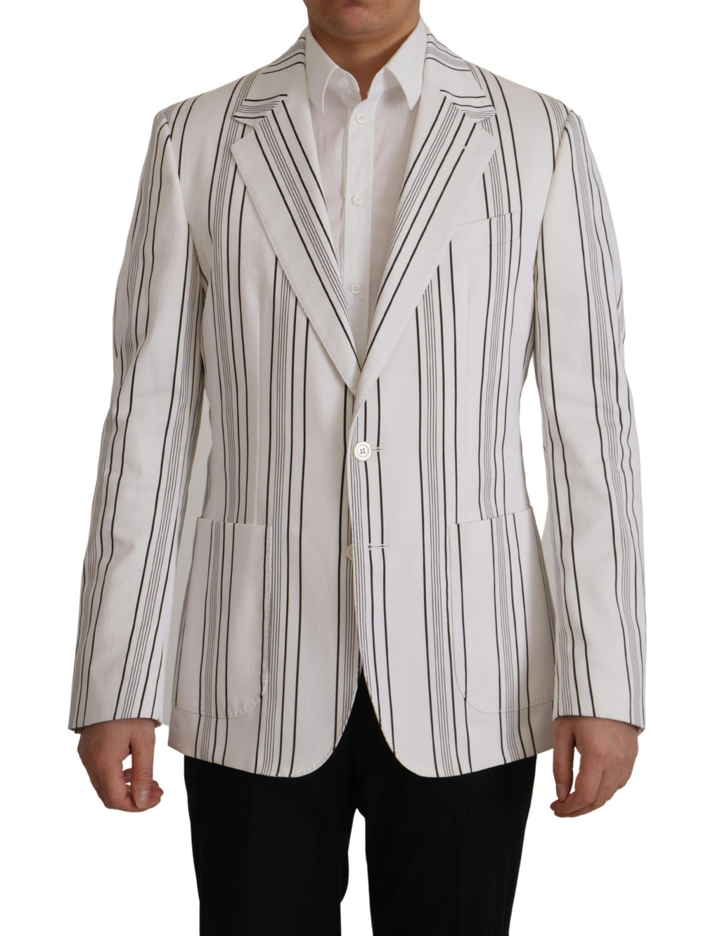 White Stripes Baumwoll-Blazer mit einer Knopfleiste