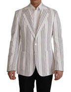 White Stripes Baumwoll-Blazer mit einer Knopfleiste