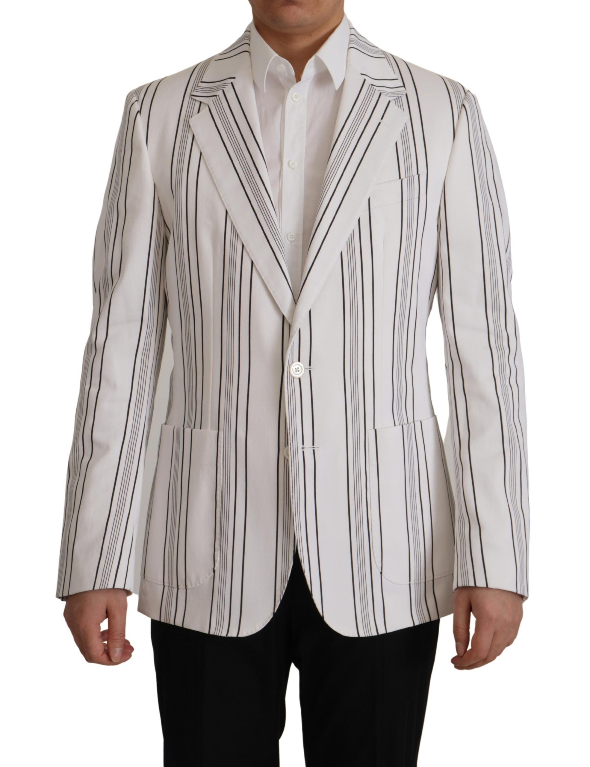 White Stripes Baumwoll-Blazer mit einer Knopfleiste