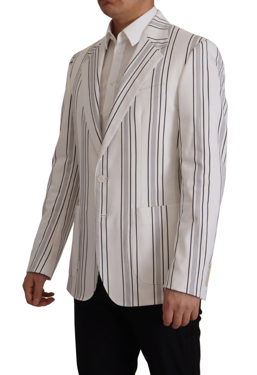 White Stripes Baumwoll-Blazer mit einer Knopfleiste