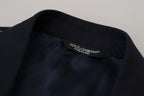Blue Wool Single Breasted Coat Blazer