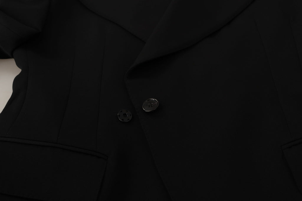 Schwarzer Blazer aus Wolle, einreihig
