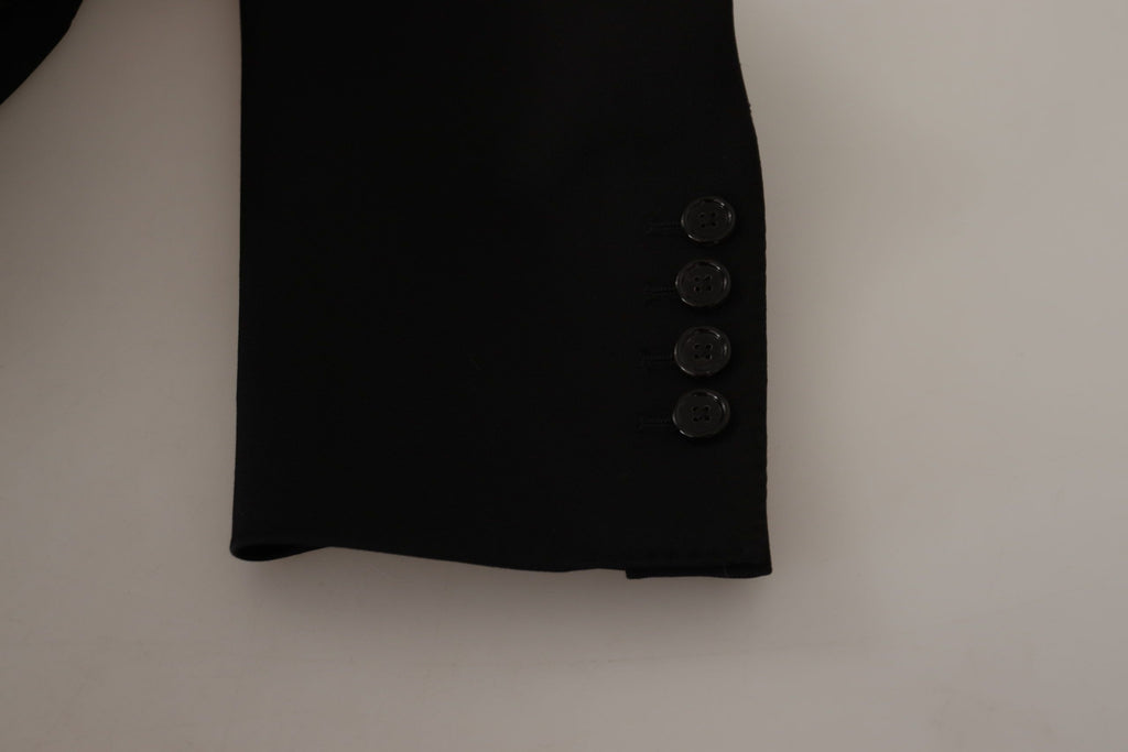 Schwarzer Blazer aus Wolle, einreihig