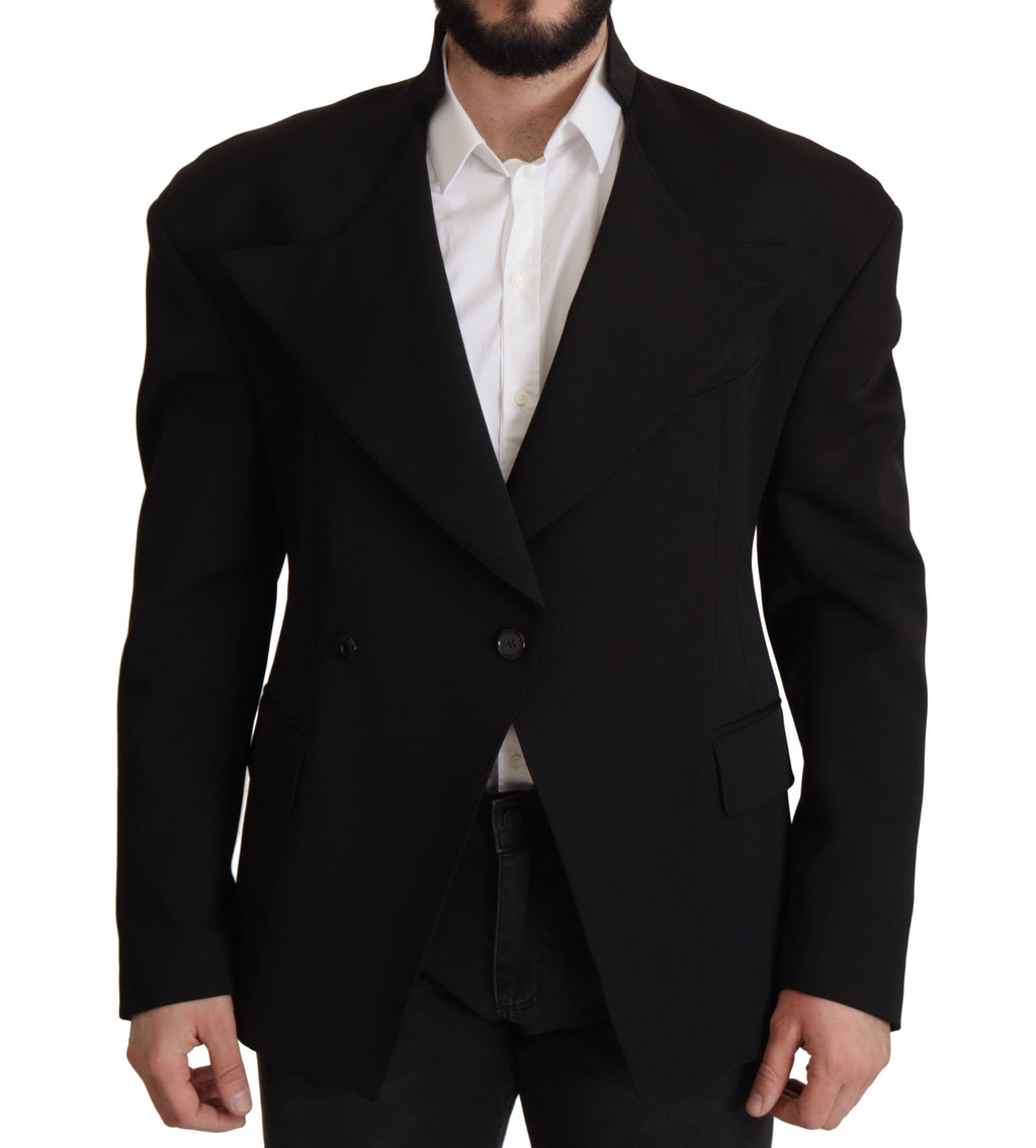 Schwarzer Blazer aus Wolle, einreihig