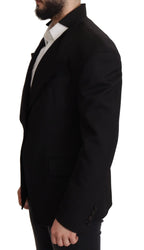 Schwarzer Blazer aus Wolle, einreihig
