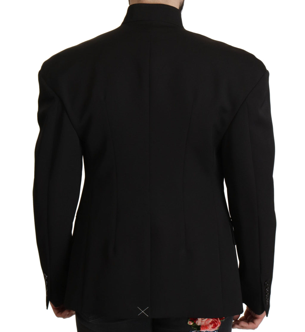 Schwarzer Blazer aus Wolle, einreihig