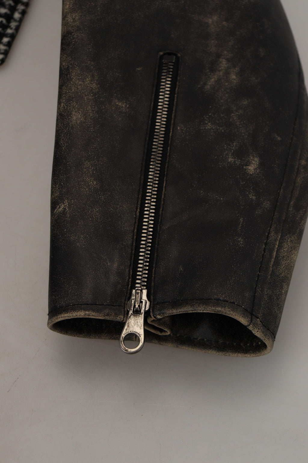 Bomberjacke aus Polyester mit schwarzem Hahnentrittmuster