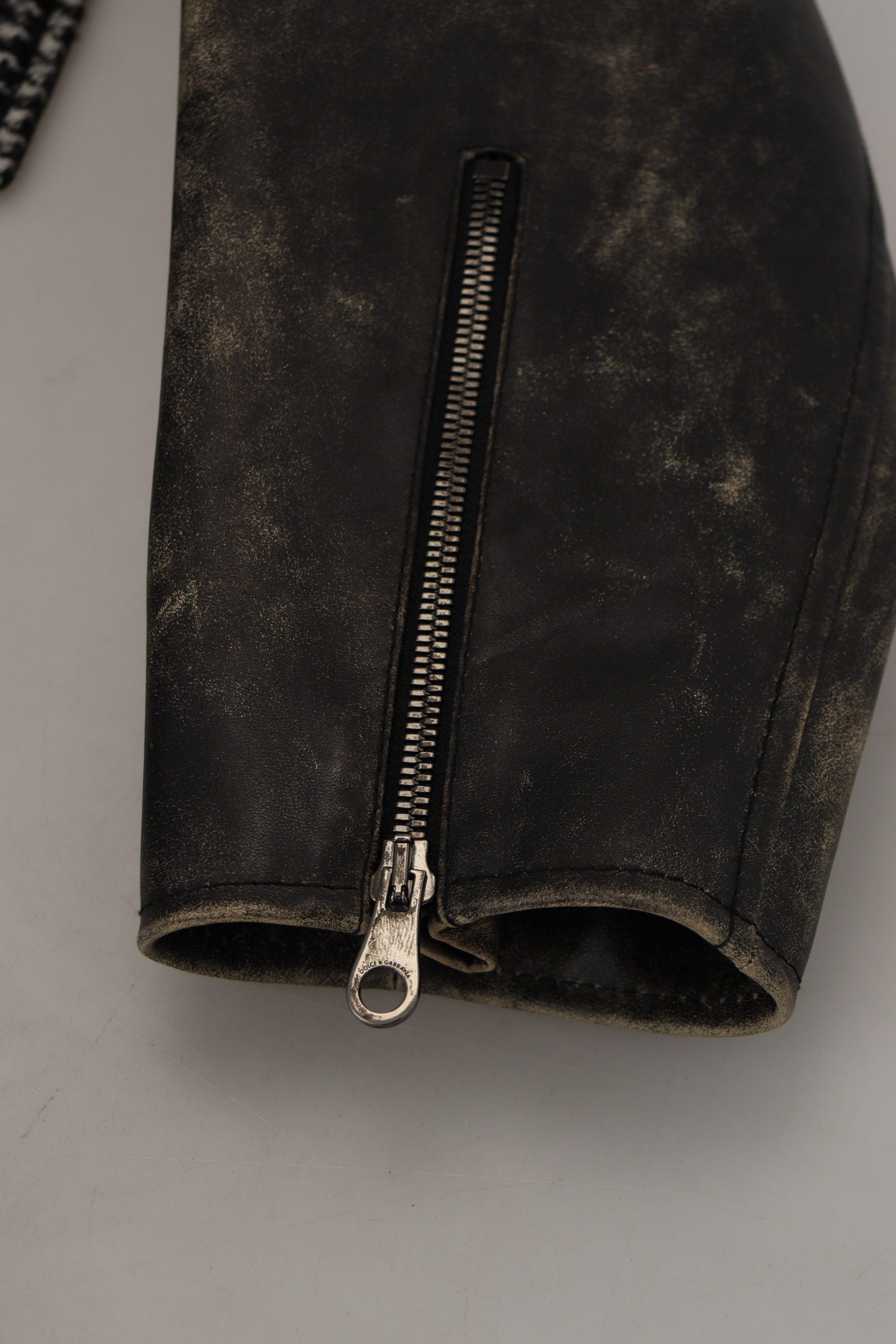 Bomberjacke aus Polyester mit schwarzem Hahnentrittmuster