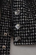 Bomberjacke aus Polyester mit schwarzem Hahnentrittmuster
