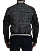 Bomberjacke aus Polyester mit schwarzem Hahnentrittmuster