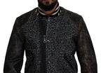 Bomberjacke aus Polyester mit schwarzem Hahnentrittmuster