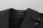 Black Leather Biker Coat Zipper Jacket