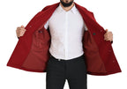 Rote Woll-Doppelreiher-Jacke