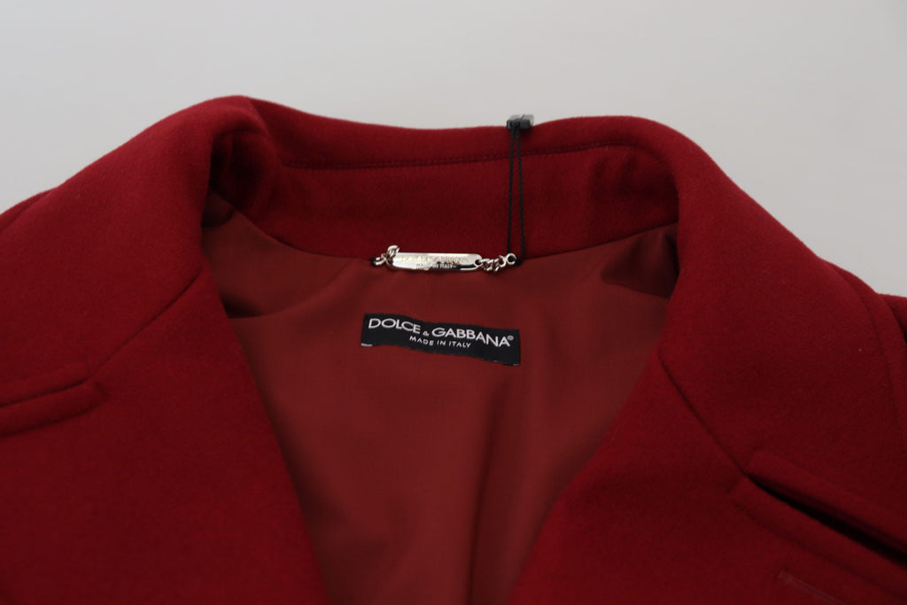 Rote Woll-Doppelreiher-Jacke