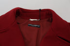 Rote Woll-Doppelreiher-Jacke