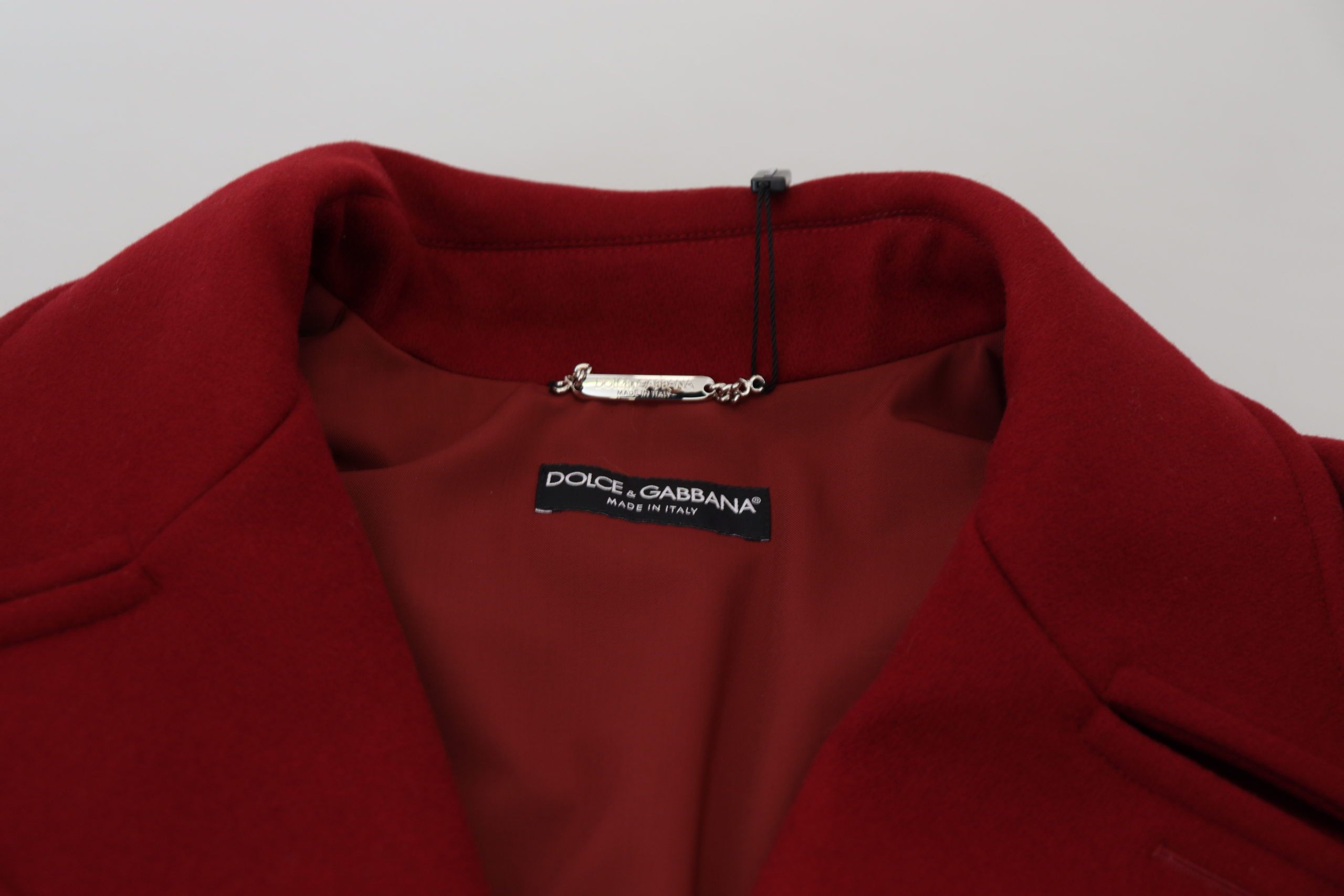Rote Woll-Doppelreiher-Jacke