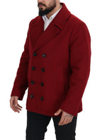 Rote Woll-Doppelreiher-Jacke