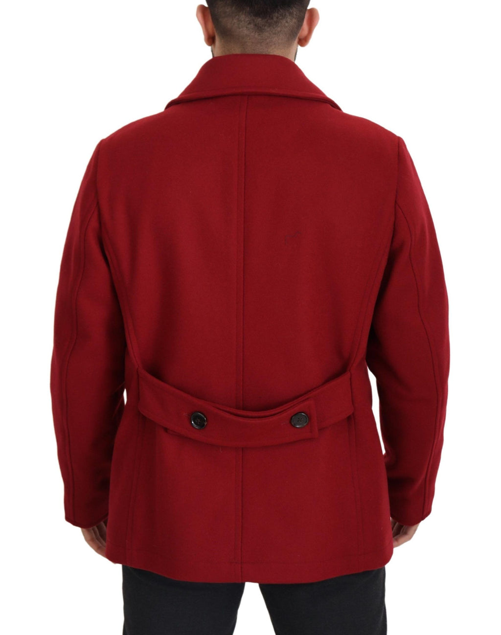 Rote Woll-Doppelreiher-Jacke
