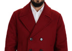 Rote Woll-Doppelreiher-Jacke