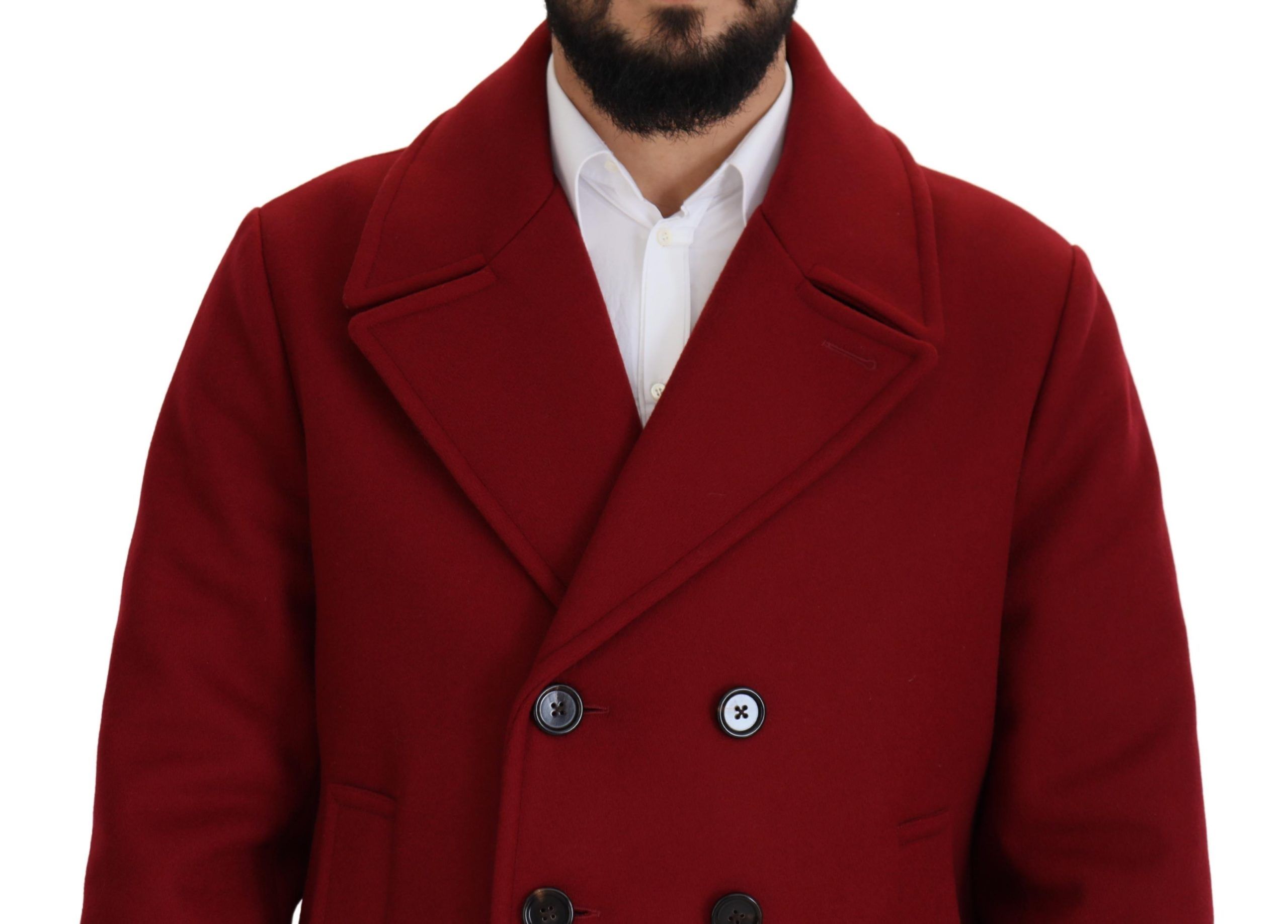 Rote Woll-Doppelreiher-Jacke