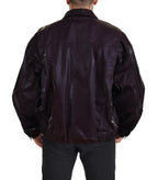 Bordeauxfarbener Herrenmantel/Jacke aus Nylon mit Kragen