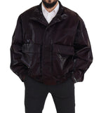 Bordeauxfarbener Herrenmantel/Jacke aus Nylon mit Kragen