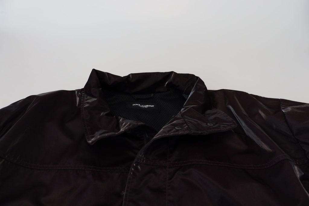 Bordeauxfarbener Herrenmantel/Jacke aus Nylon mit Kragen