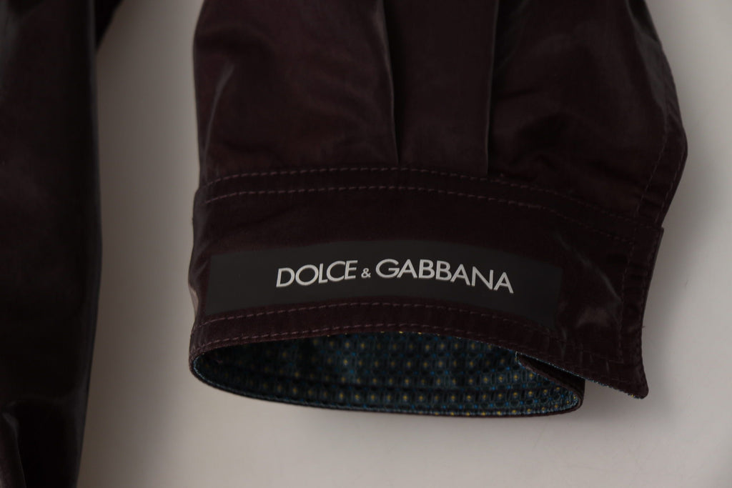 Bordeauxfarbener Herrenmantel/Jacke aus Nylon mit Kragen