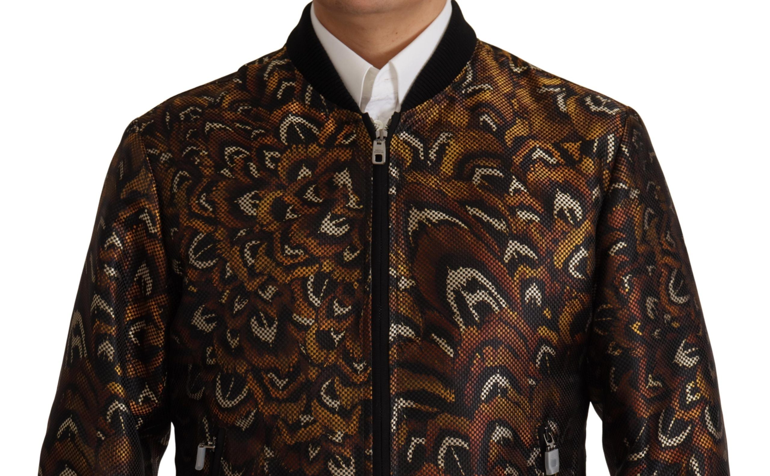 Brauner Feather Blouson mit durchgehendem Reißverschluss