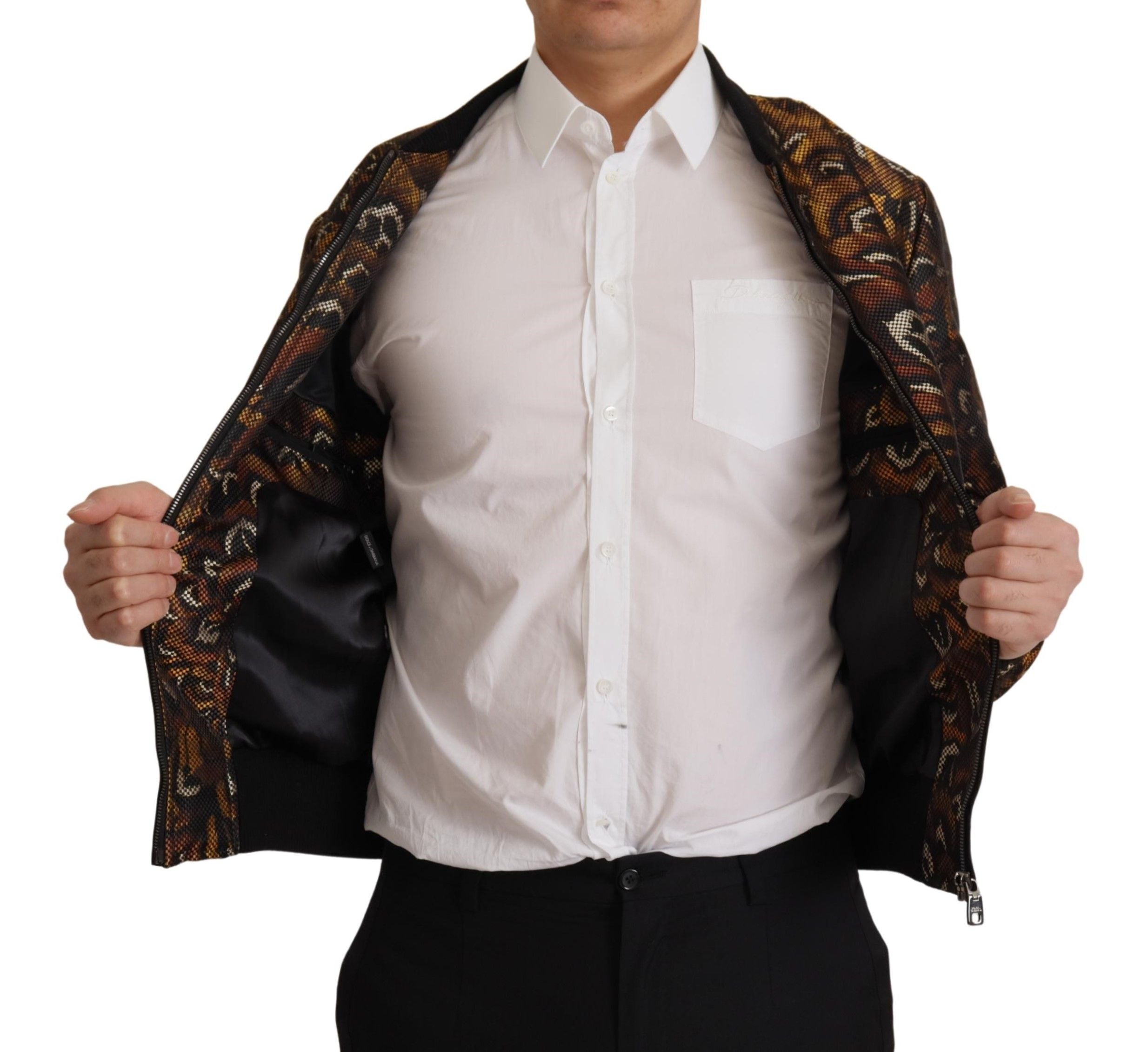Brauner Feather Blouson mit durchgehendem Reißverschluss