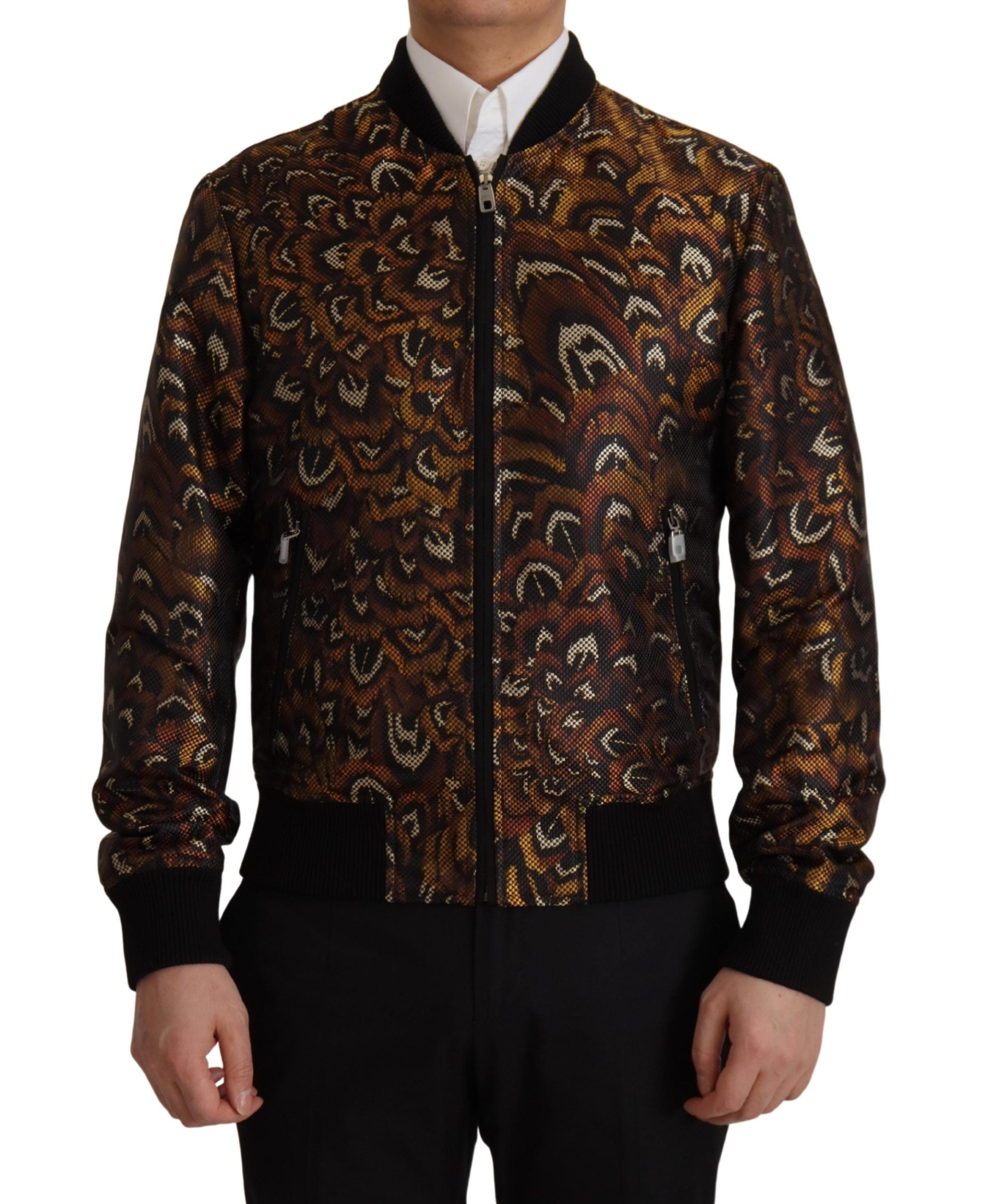 Brauner Feather Blouson mit durchgehendem Reißverschluss