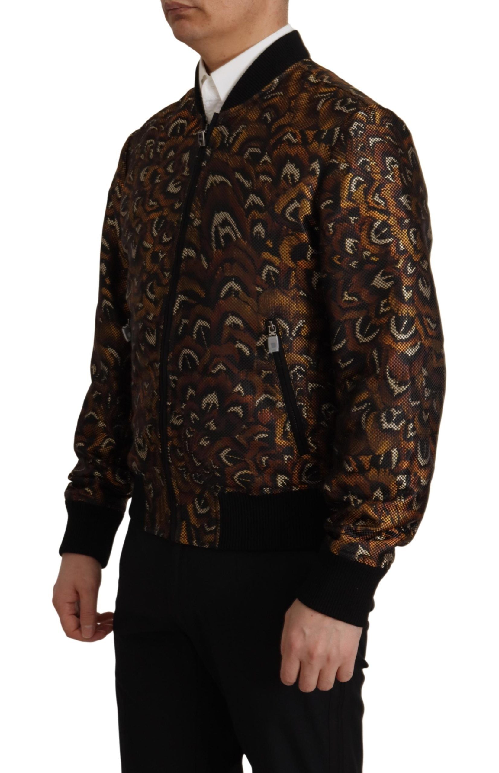 Brauner Feather Blouson mit durchgehendem Reißverschluss