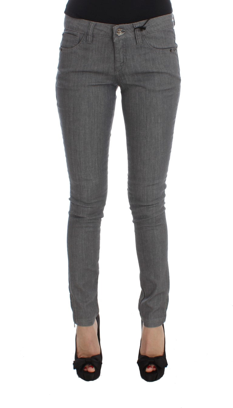 Graue Slim Fit Jeans aus Baumwollmischgewebe