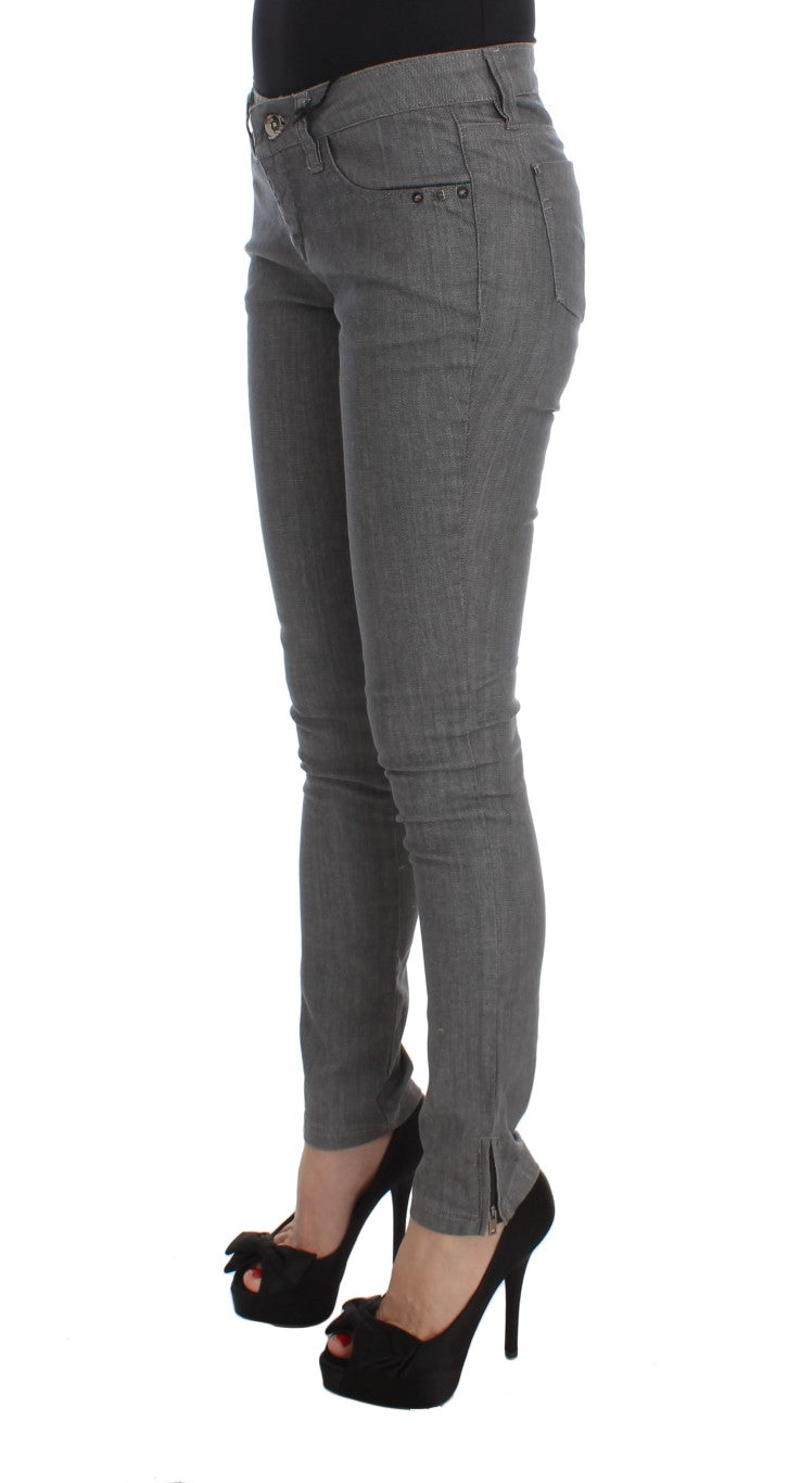 Graue Slim Fit Jeans aus Baumwollmischgewebe