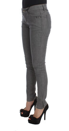 Graue Slim Fit Jeans aus Baumwollmischgewebe