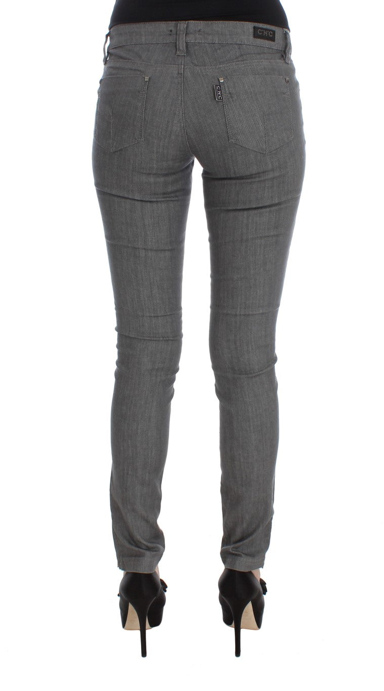Graue Slim Fit Jeans aus Baumwollmischgewebe