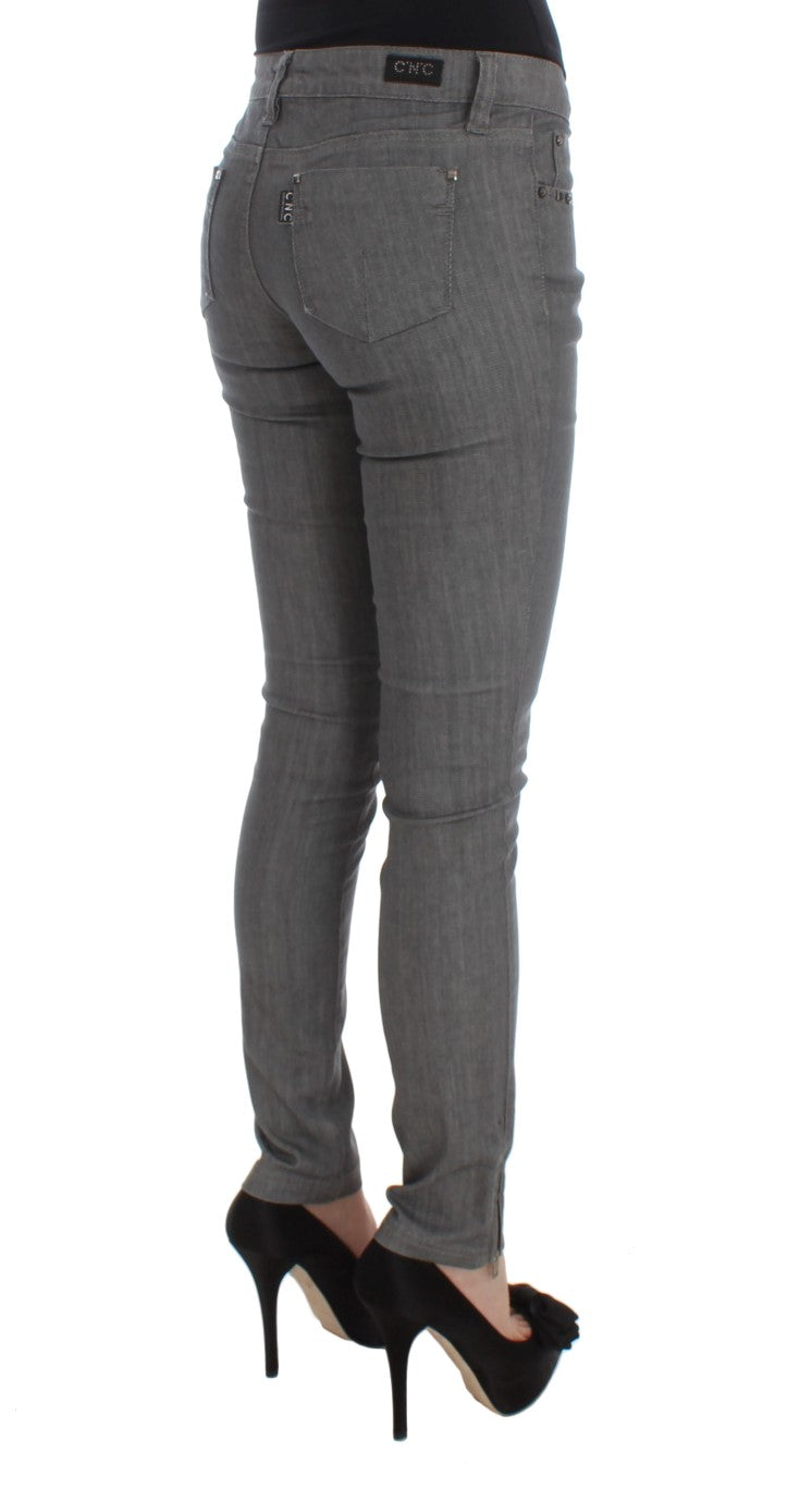 Graue Slim Fit Jeans aus Baumwollmischgewebe