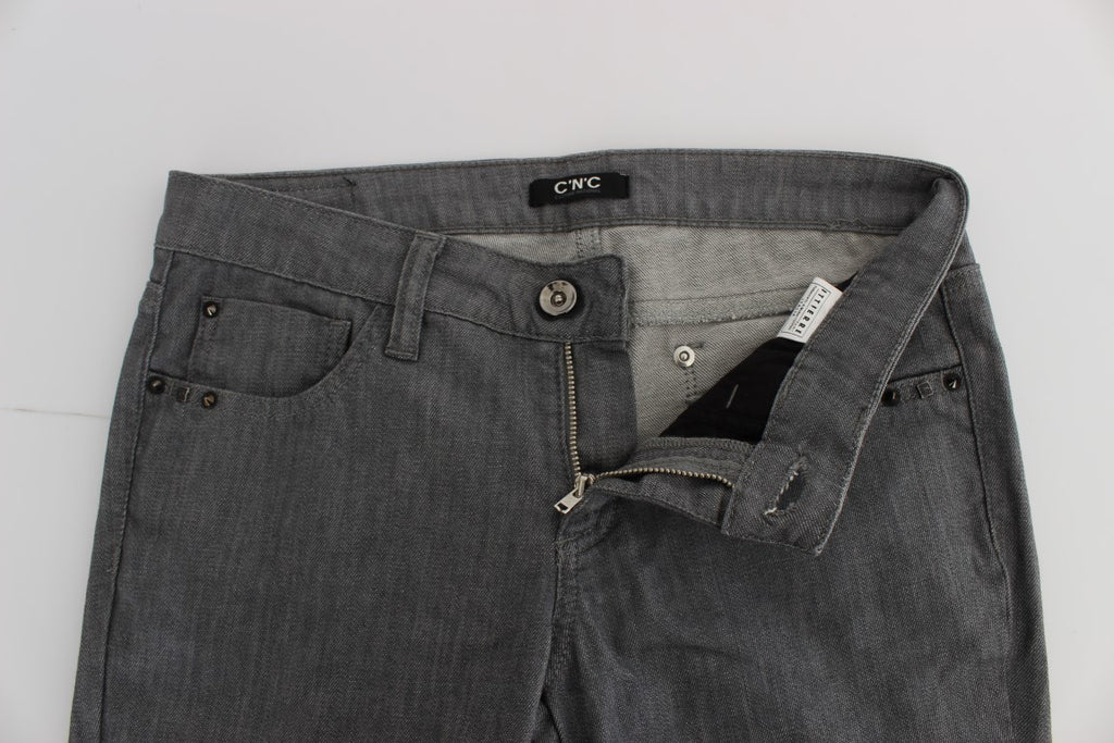 Graue Slim Fit Jeans aus Baumwollmischgewebe