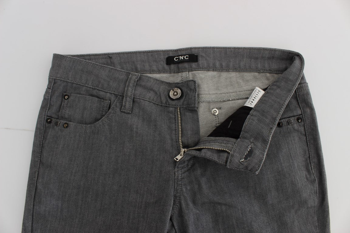 Graue Slim Fit Jeans aus Baumwollmischgewebe