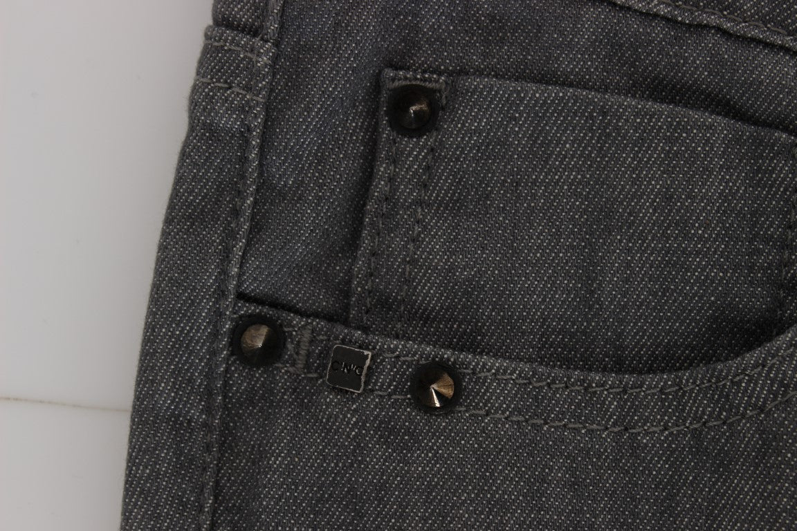 Graue Slim Fit Jeans aus Baumwollmischgewebe