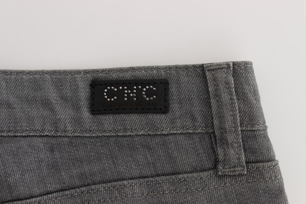 Graue Slim Fit Jeans aus Baumwollmischgewebe