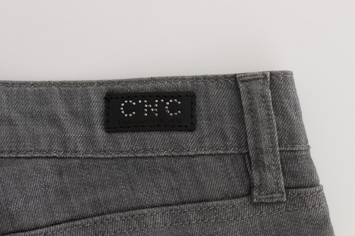 Graue Slim Fit Jeans aus Baumwollmischgewebe