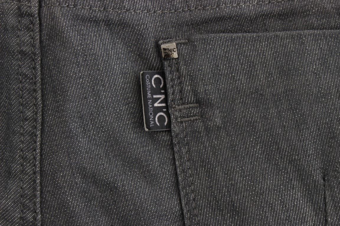 Graue Slim Fit Jeans aus Baumwollmischgewebe