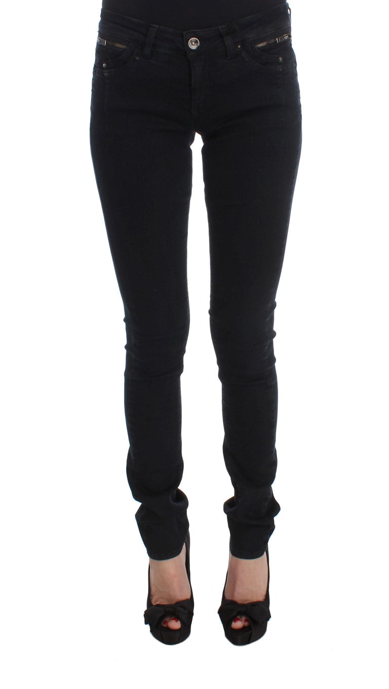 Schwarze schmal geschnittene Jeans aus Baumwolle
