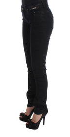 Schwarze schmal geschnittene Jeans aus Baumwolle