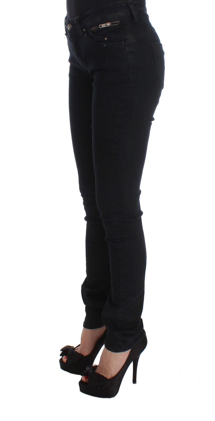 Schwarze schmal geschnittene Jeans aus Baumwolle
