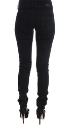 Schwarze schmal geschnittene Jeans aus Baumwolle